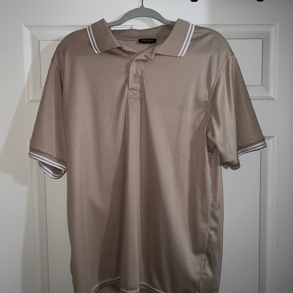 Men’s Beige Polo Shirt with Contrast Trim